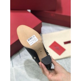 Valentino Black Split Grain Cowhide High Heel Boots For Women