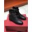 Valentino New Rivet Black Leather Short Boots For Women