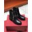 Valentino Classic Rivet Black Leather Short Boots For Women