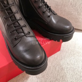 Valentino Autumn Winter Leather Thick Soled Boots Black