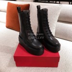 Valentino Autumn Winter Black Leather Thick Soled Boots