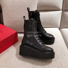 Valentino Autumn Winter Black Leather Thick Soled Boots