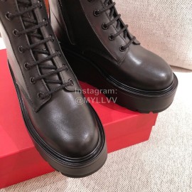 Valentino Autumn Winter Black Leather Thick Soled Boots