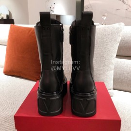 Valentino Autumn Winter Black Leather Thick Soled Boots
