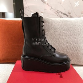 Valentino Autumn Winter Black Leather Thick Soled Boots