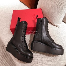 Valentino Autumn Winter Black Leather Thick Soled Boots
