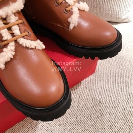 Valentino Autumn Winter Lamb Warm Retro Boots Brown