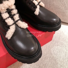 Valentino Autumn Winter Lamb Warm Retro Boots Black