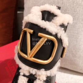 Valentino Autumn Winter Lamb Warm Retro Boots Black