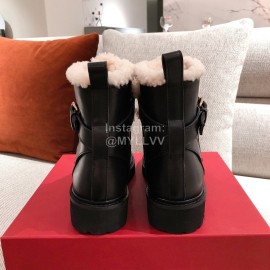 Valentino Autumn Winter Lamb Warm Retro Boots Black