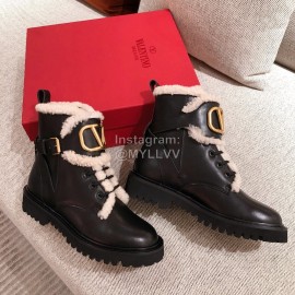 Valentino Autumn Winter Lamb Warm Retro Boots Black