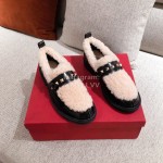 Valentino Autumn Winter Lamb Fur Leather Casual Shoes