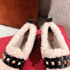 Valentino Autumn Winter Lamb Fur Leather Casual Shoes