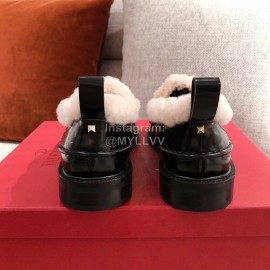 Valentino Autumn Winter Lamb Fur Leather Casual Shoes