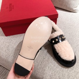 Valentino Autumn Winter Lamb Fur Leather Casual Shoes