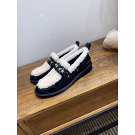 Valentino Autumn Winter New Lamb Fur Leather Casual Shoes