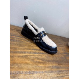 Valentino Autumn Winter New Lamb Fur Leather Casual Shoes