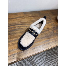 Valentino Autumn Winter New Lamb Fur Leather Casual Shoes