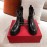Valentino Fashion Silver V-Button Black Short Boots