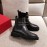 Valentino Fashion Silver V-Button Black Short Boots