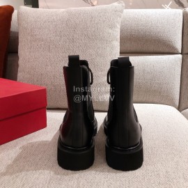 Valentino Fashion Silver V-Button Black Short Boots