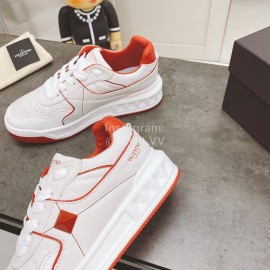 Valentino Onestud Cowhide Sneakers For Men And Women Orange