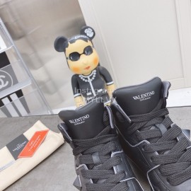 Valentino Onestud Cowhide High Top Sneakers For Men And Women Black