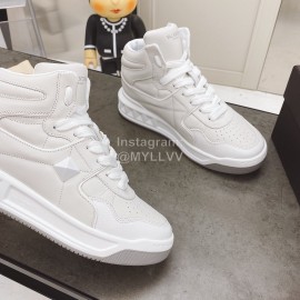 Valentino Onestud Cowhide High Top Sneakers For Men And Women White