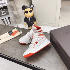 Valentino Onestud Cowhide High Top Sneakers For Men And Women Orange