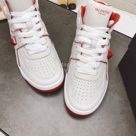 Valentino Onestud Cowhide High Top Sneakers For Men And Women Orange