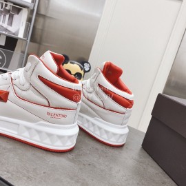 Valentino Onestud Cowhide High Top Sneakers For Men And Women Orange