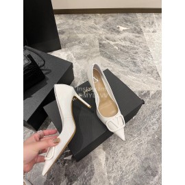 Valentino V Logo Signature Patent Leather High Heels For Women White