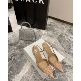 Valentino V Logo Signature Patent Leather High Heels For Women Khaki