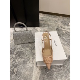 Valentino V Logo Signature Patent Leather High Heels For Women Khaki