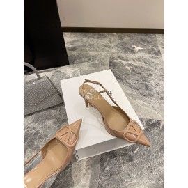 Valentino V Logo Signature Patent Leather High Heels For Women Khaki