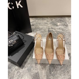 Valentino V Logo Signature Patent Leather High Heels For Women Khaki