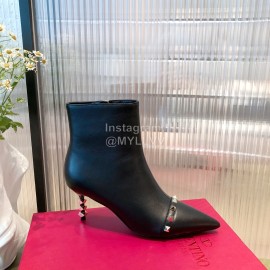 Valentino Leather Pointed Stiletto Short Boots For Women