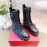 Valentino Leather Lace Up Thick Soled Boots For Women