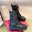 Valentino Leather Lace Up Thick Soled Boots For Women