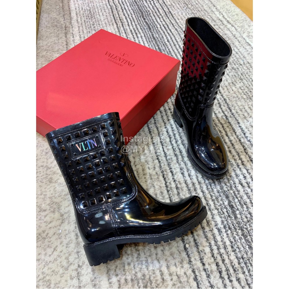 Valentino Fashion Rivet Rain Boots For Women Black