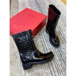 Valentino Fashion Rivet Rain Boots For Women Black