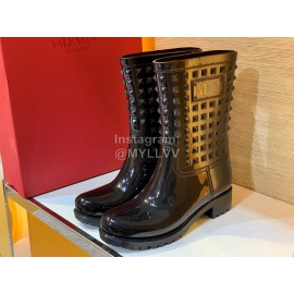 Valentino Fashion Rivet Rain Boots For Women Black