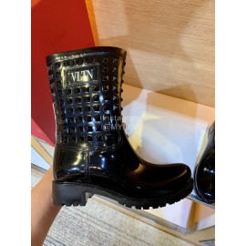 Valentino Fashion Rivet Rain Boots For Women Black
