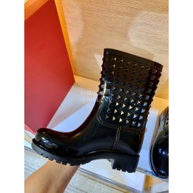 Valentino Fashion Rivet Rain Boots For Women Black