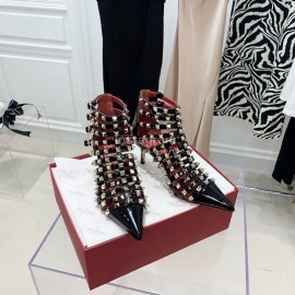 Valentino Rockstud Alcove Patent Cowhide Rivet High Heel Boots