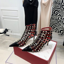 Valentino Rockstud Alcove Patent Cowhide Rivet High Heel Boots