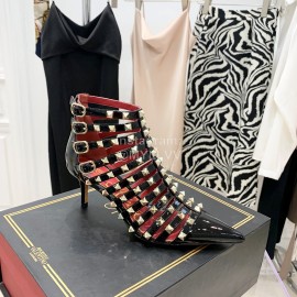 Valentino Rockstud Alcove Patent Cowhide Rivet High Heel Boots