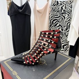 Valentino Rockstud Alcove Patent Cowhide Rivet High Heel Boots