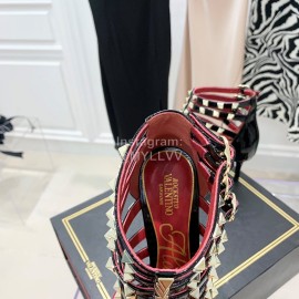 Valentino Rockstud Alcove Patent Cowhide Rivet High Heel Boots