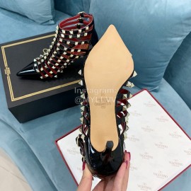 Valentino Rockstud Alcove Patent Cowhide Rivet High Heel Boots